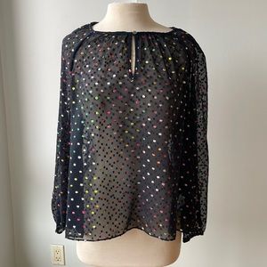 Jcrew see through blouse. Size L. Dark navy